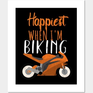 Motorcycle happyest biker Posters and Art